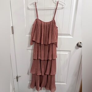 By Together Dusty Rose Textured Sparkly Dress